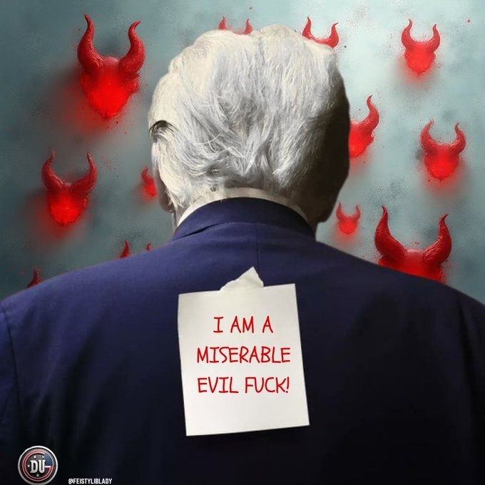 Just in case anyone forgot...

Donald Trump is a miserable evil fuck!
#DemsUnited