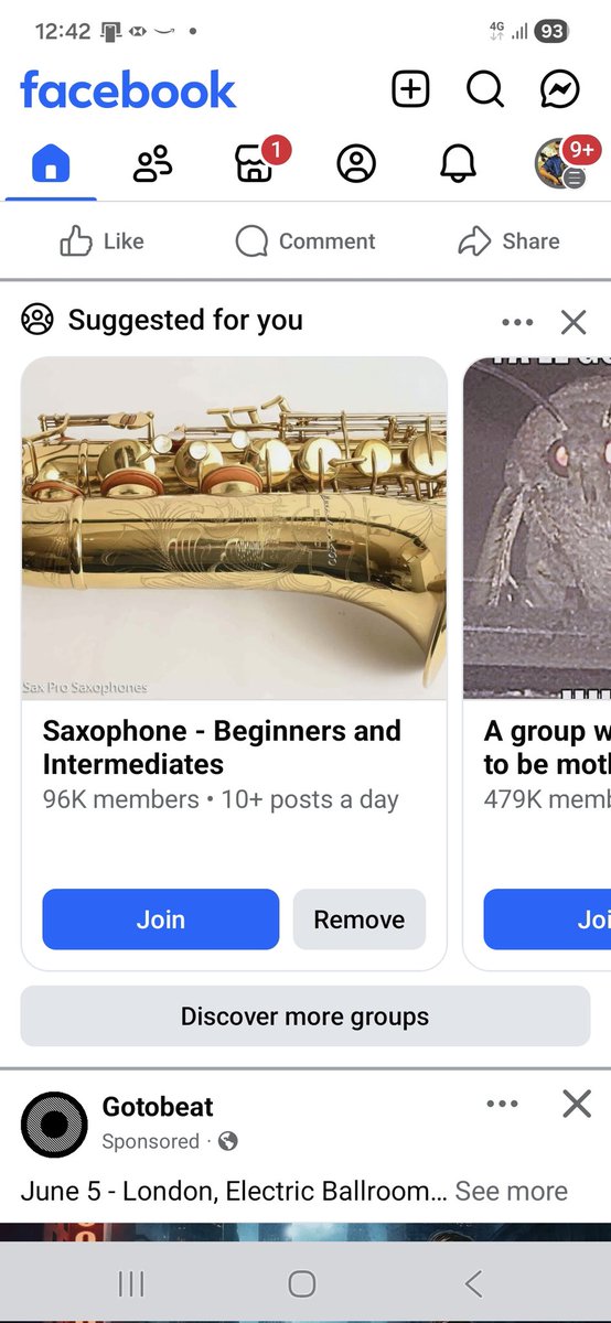 So my wife has just started having saxophone lessons. By pure coincidence and nothing whatsoever to do with an invasion of privacy or any sort of clandestine eavesdropping of any kind, Facebook is now recommending this for me ... (I don't play the sax btw)