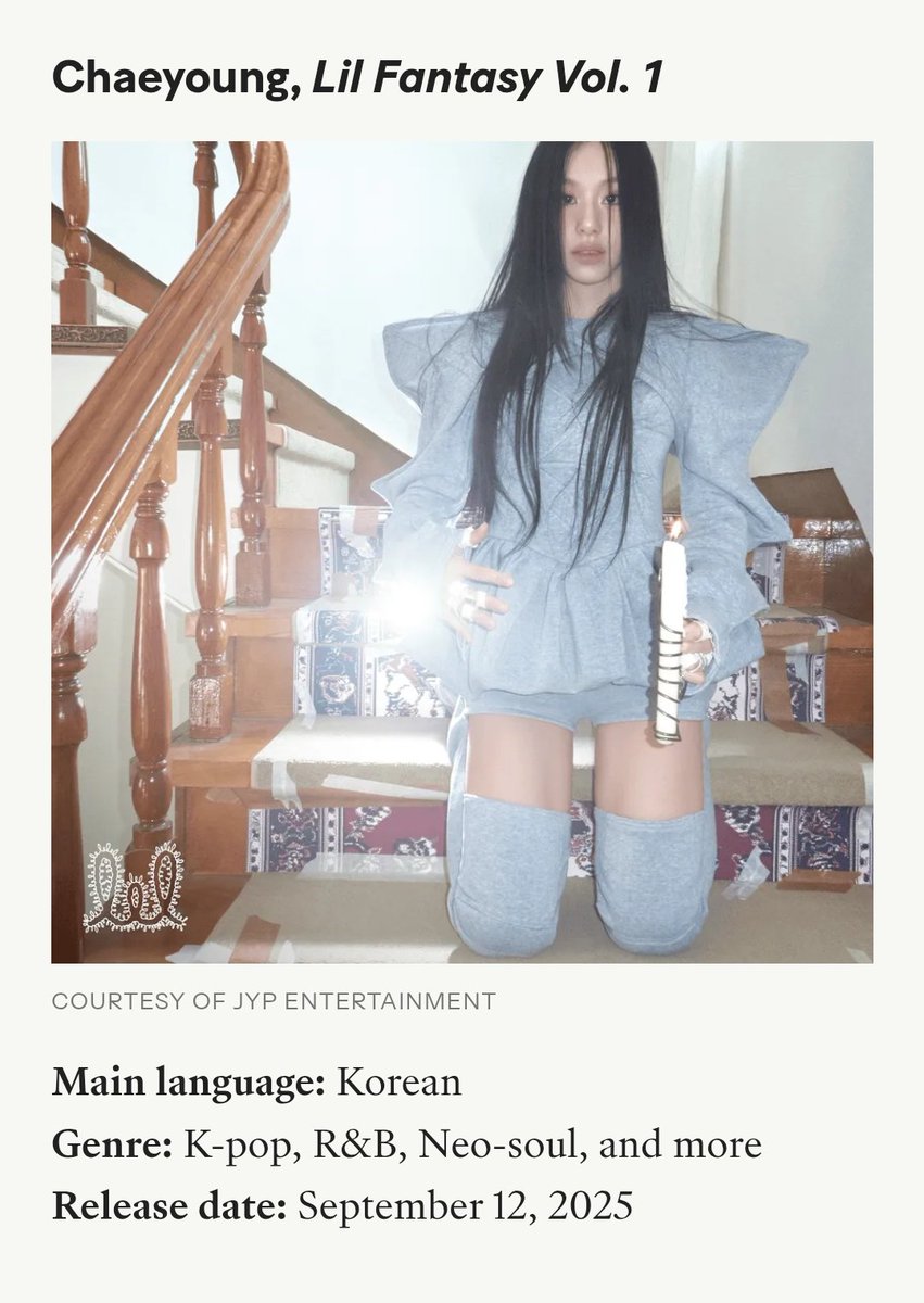 OLTSupport's tweet photo. 🚨🍓 Teen Vogue names 'LIL FANTASY VOL.1' by CHAEYOUNG as one of the best non-English albums of 2025

https://t.co/rlULe8wdxG https://t.co/LmwTzMbu45
