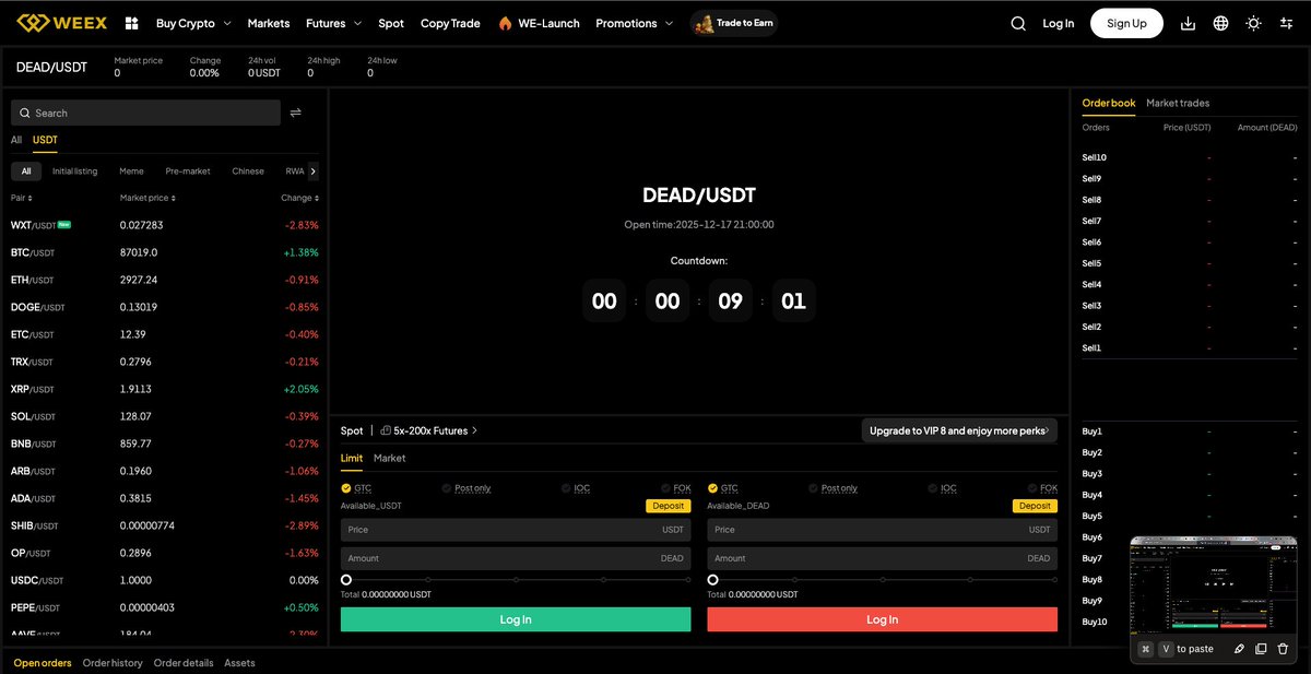 0xDEADBOX's tweet photo. The Countdown is on!!

$DEAD to list on @WEEX_Official in 8 minutes! 💀 https://t.co/lbZiDqzZfQ