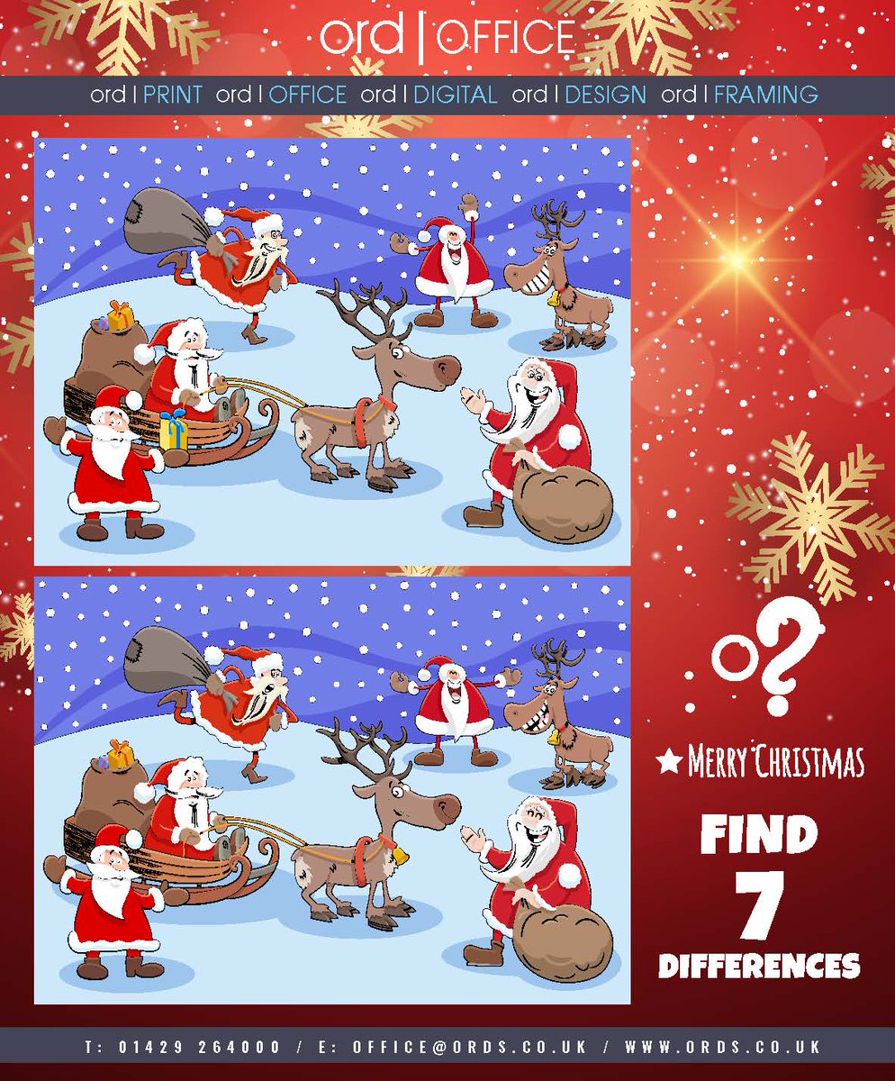A little bit of Christmas light hearted fun.  Can you spot the 7 differences in the pictures ?