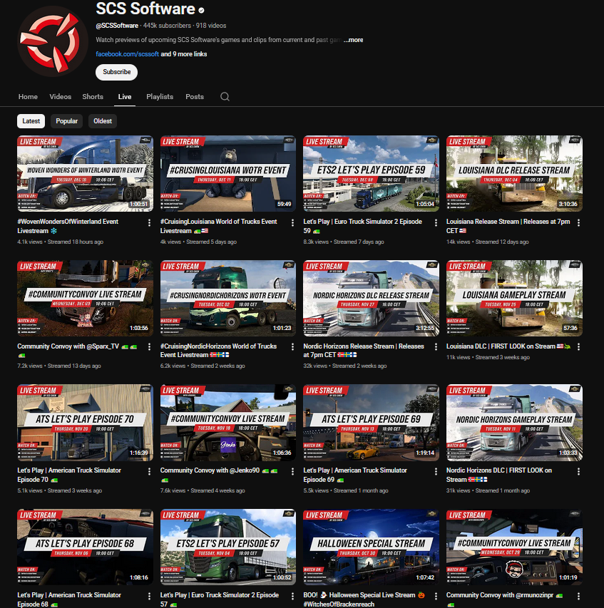 We broadcasted over 110 livestreams this year! Whether you tuned in once or joined us every time, thank you for your amazing support 🙌

Did you have a favourite stream or series, like our Let’s Play? Let us know!

Rewatch them all 👉 youtube.com/@SCSSoftware/s…