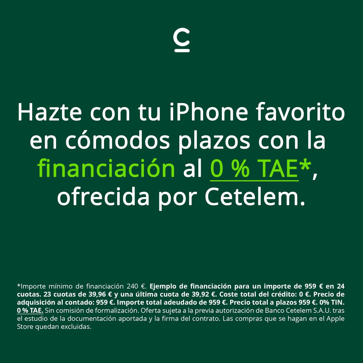 📱 Descubre la nueva familia iPhone.​

💡 Aprovecha la financiación ofrecida por Cetelem al 0% TAE*, y hazte con él en cómodos plazos.​

🔗apple.com/es/shop/go/buy…