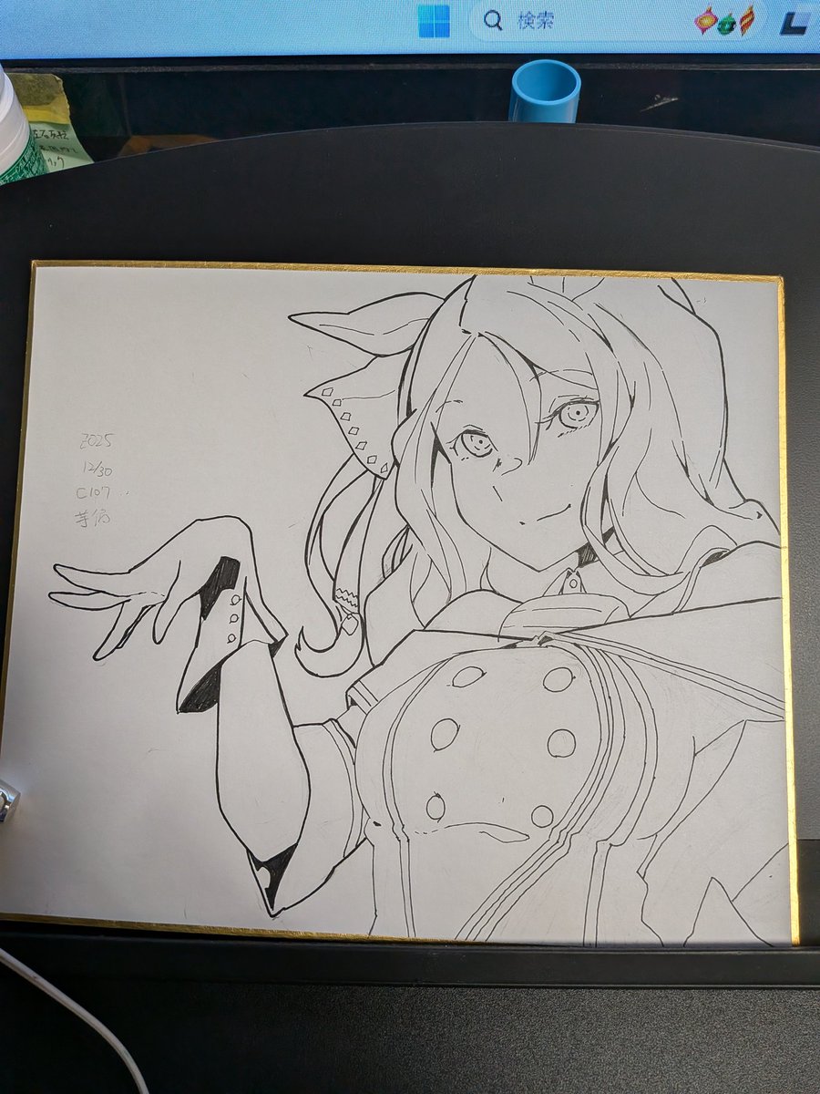 コミケ用色紙進捗。キングヘイロー。