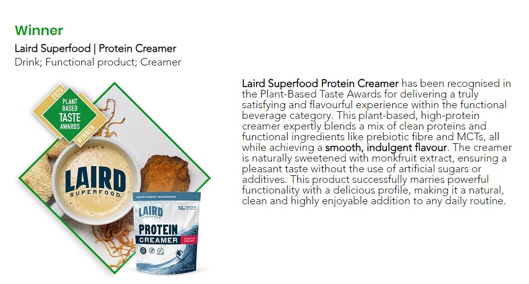 Plant-Based Taste Awards 2025: FoodBev reveals the winners....<a href="/LairdSuperfood/">Laird Superfood</a> $LSF
theplantbasemag.com/news/plant-bas…