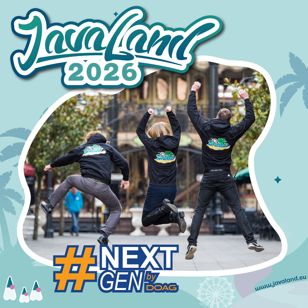 JavaLandConf's tweet image. Du befindest dich im Studium oder einer Ausbildung und möchtest die #JavaLand 2026 (10. bis 12. März im Europa-Park) live miterleben und -gestalten? Dann mach mit beim NextGen-Programm! 

Weitere Informationen und Anmeldung: scomp.ly/GNQJBpR
