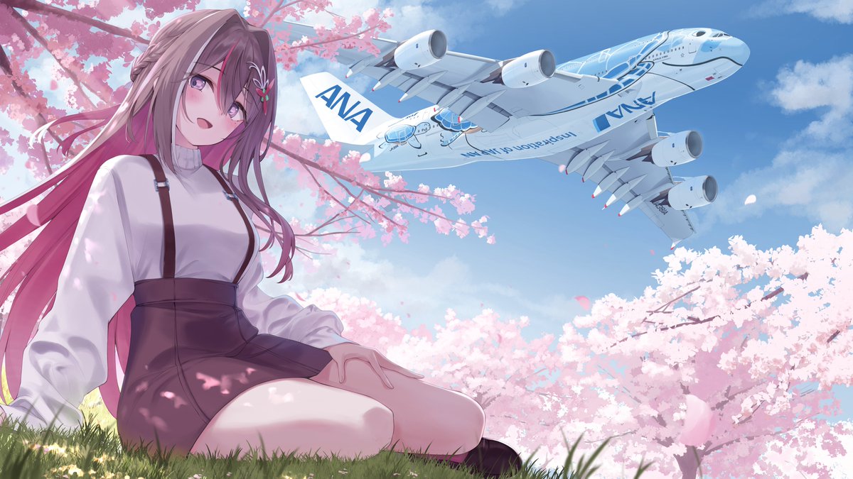 新品 おおでゆかこ 原画「飛行機」 新規絵が無くて申し訳ないですが #飛行機の日 なので再掲です✈️