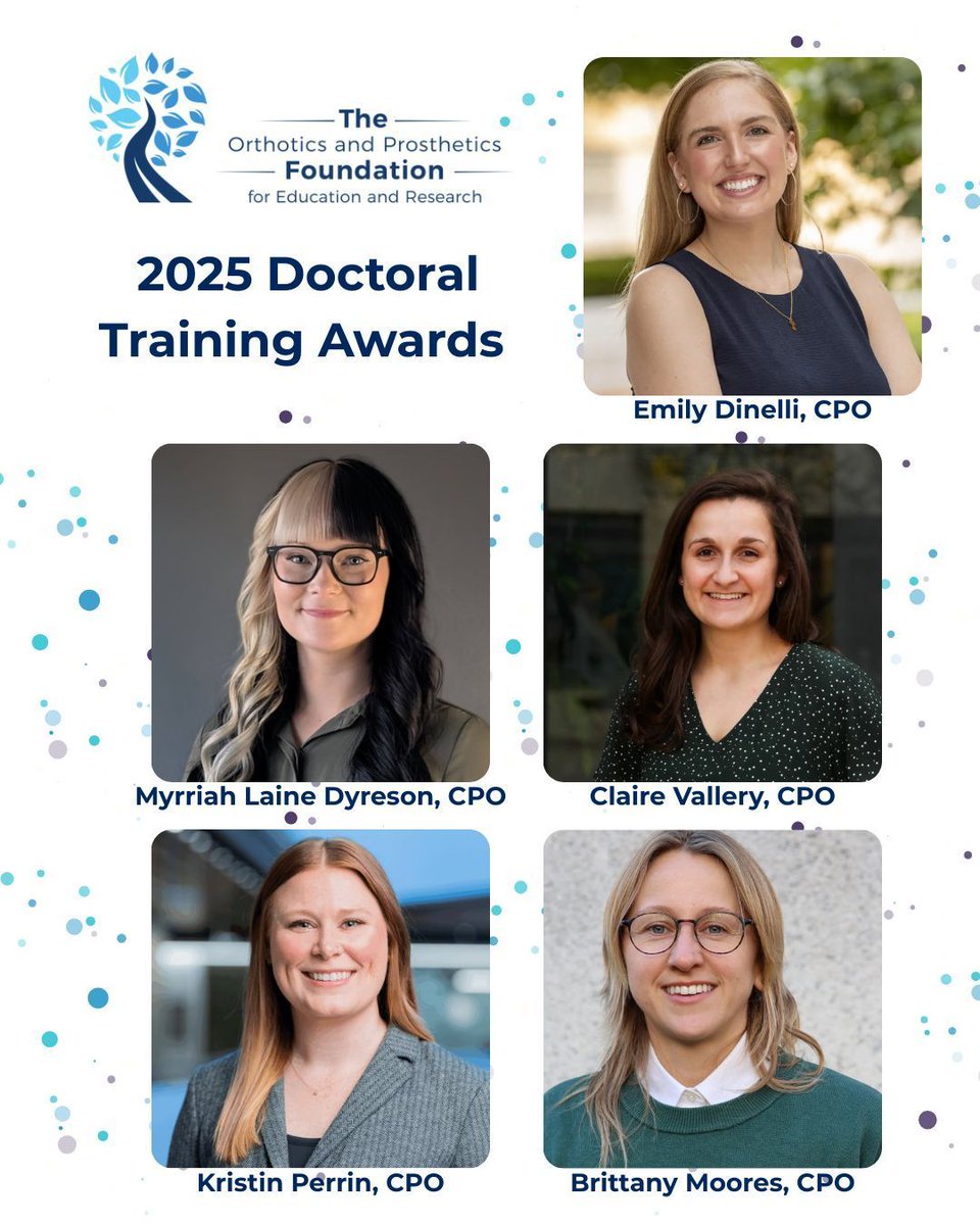 🎓 Congratulations to the 2025 Doctoral Training Award recipients! 

These clinician–scientists are advancing orthotics, prosthetics, and pedorthics through doctoral research—strengthening evidence-based care and improving patient outcomes.

👏 Learn more: buff.ly/Dr5wv2w