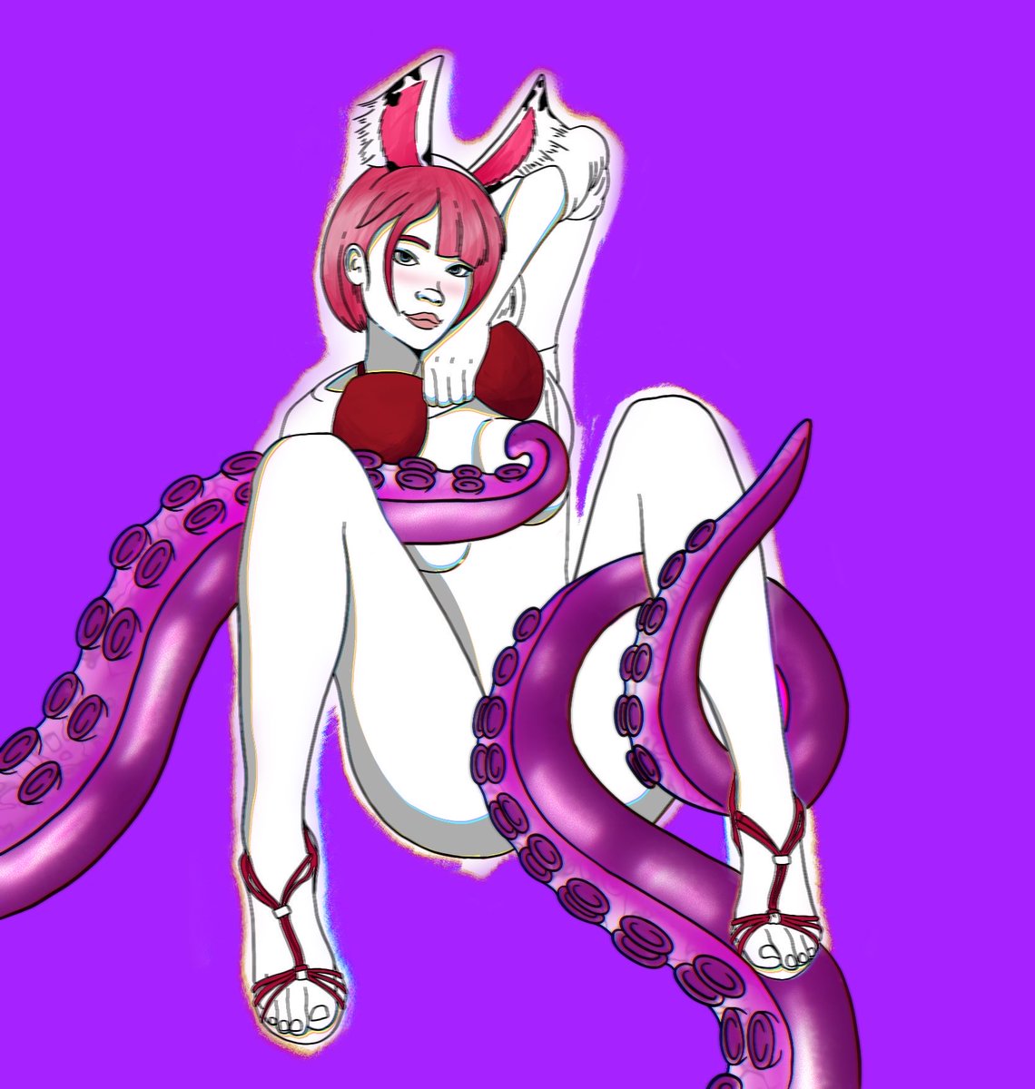 W4stedNSFW's tweet photo. A little bit of art for a good morning, you wonder what's behind the tentacles? Maybe another tentacle 😏 #Nsfwart #art #tentacle #purple #purplensfw #pink https://t.co/zuQVBwpoR3