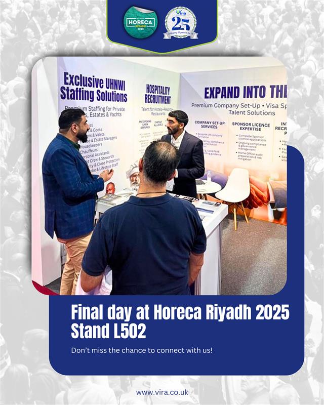 Final Day at HORECA Riyadh 2025! 🇸🇦✨

Today’s the last chance to meet Vira International at Stand L502!

Don’t miss the opportunity to turn conversations into long-term partnerships!

Stand L502 | HORECA Riyadh 2025

#HorecaRiyadh2025 #FinalDay #StandL502 #MeetUsToday #ViraUK