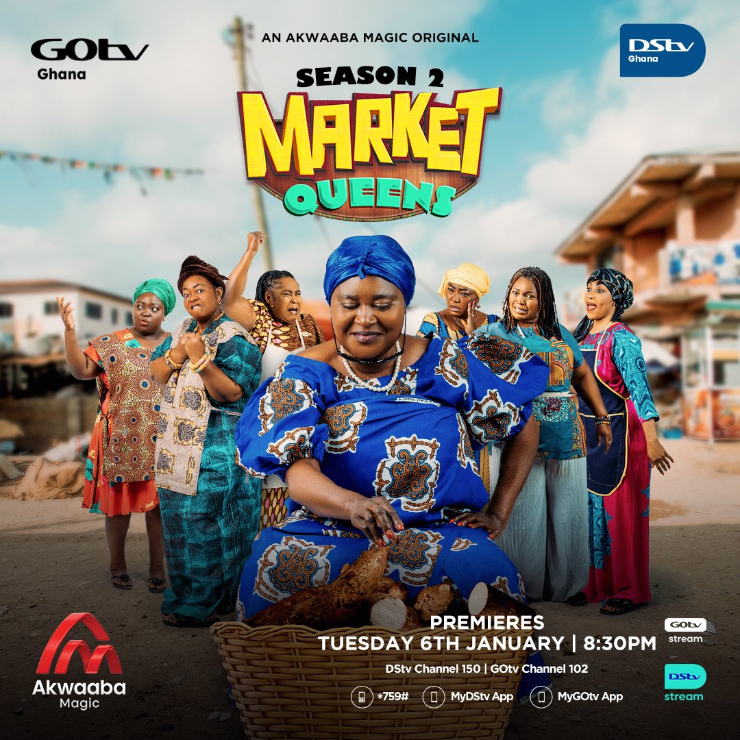 DStv_Ghana's tweet photo. Tesano Market is on the brink. ๐ฅ ๐บ
Power struggles, dirty secrets, and women who refuse to bow. ๐
๐ผโโ๏ธ
#MarketQueens Season 2 premieres 6th January on #AkwaabaMagic.
If youโre a market woman or a regular market shopper, this one is for you! Anticipate! โณ๐ฅ https://t.co/Jwv0CbEva2