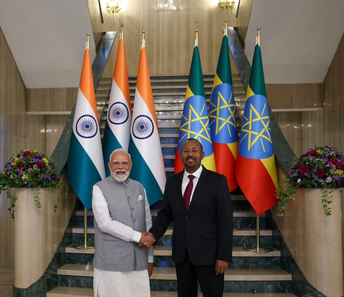 <a href="/narendramodi/">Narendra Modi</a> <a href="/AbiyAhmedAli/">Abiy Ahmed Ali 🇪🇹</a> Strong diplomacy, strong India. 🇮🇳

Proud to see India–Ethiopia relations reaching new heights under your guidance.