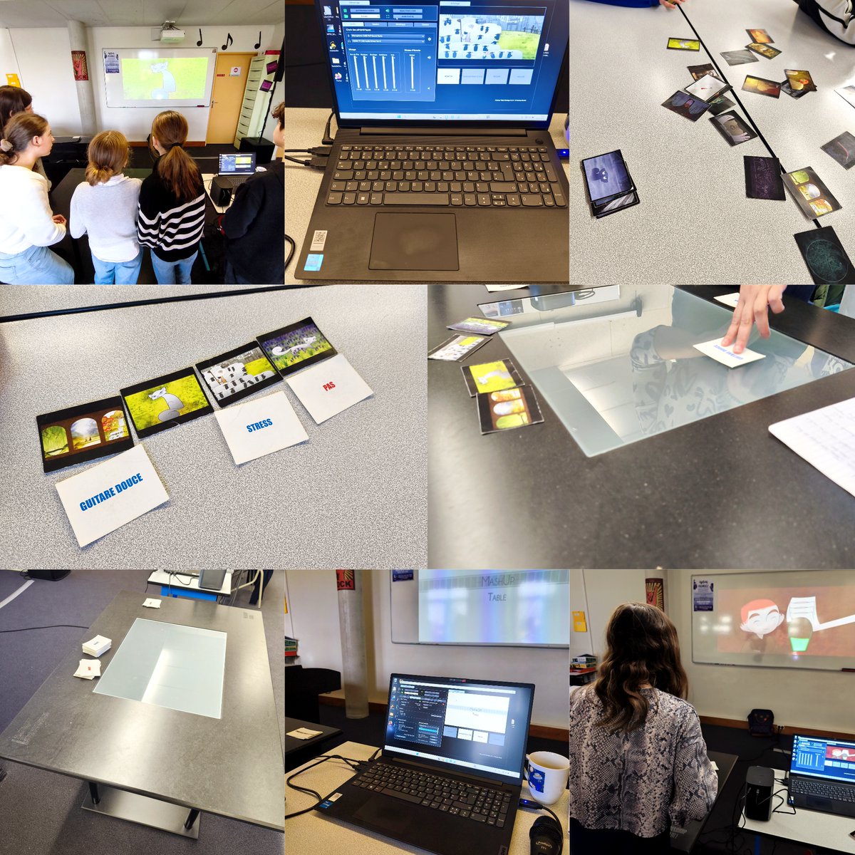 Intervention de C.Toupin au collège Gaston Huet de Vouvray (37)  auprès des classes de 5e autour de la #MashupTable : une découverte  ludique et collaborative du montage vidéo et audio (musique et bruitages).
#edmus
