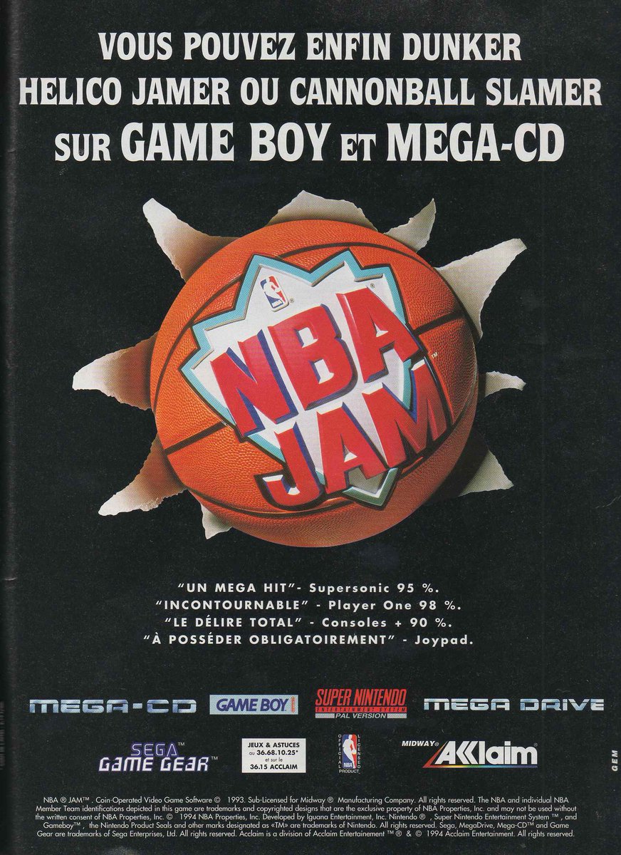 AllmightoFranky's tweet image. La publicité JV papier du jour,bonjour!Pubs vues dans les pages du #PlayerOne de décembre 1994!Pubs pour #MortalKombatII sur consoles,le #LockOn ça faisait bien au pied du sapin,#MicroMachines sur #Snes et #NBAjam la légende!!#retrogaming #olschool #80s #90s