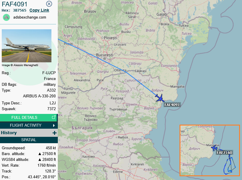 SirListenalot's tweet photo. ~0940z #A332 #3B7565 #FAF4091 reported earlier as a flight of four, together with #E3 #FAF902 and two #RFAL Rafales #FAF7160 https://t.co/fRUhC0GmnI