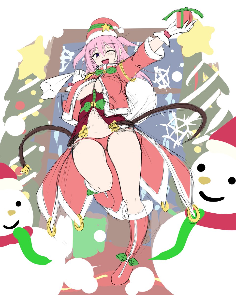 漫画のキャラをソシャゲのすけべサンタみたいに描きたいラフ 