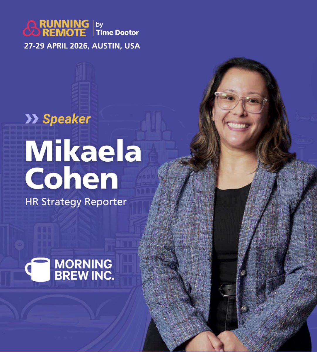 RunningRemote's tweet image. 🗞️ Speaker announcement: @mikka__ella, Reporter @hr_brew
@morningbrew.

Mikaela covers the real shifts shaping HR, talent, and the future of work, cutting through hype with data and clarity.

Hear her at Running Remote 2026.
🎟️ Tickets → bit.ly/4afBHsJ