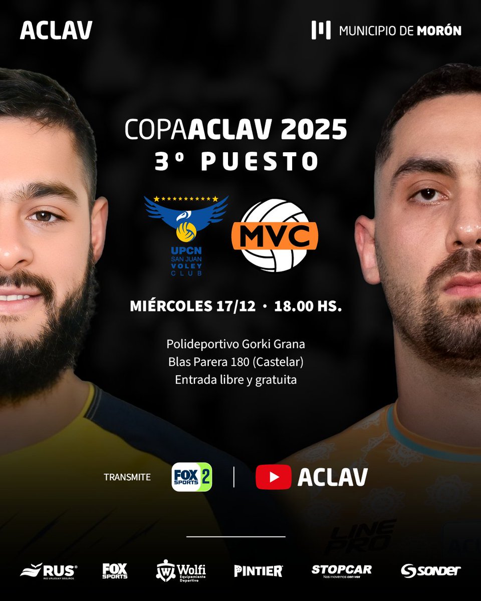 VoleyACLAV's tweet image. 🥉 PARTIDO POR EL TERCER PUESTO | #CopaACLAV

Monteros Vóley 🆚 UPCN

Hoy, desde las 18:00 hs, se define quién completa el podio del torneo 👊
📍 Polideportivo Gorki Grana (Morón)
📌 Blas Parera 180
🎟️ Entrada libre y gratuita
📺 En vivo por Fox Sports
@UpcnVoley
@MonterosVoley