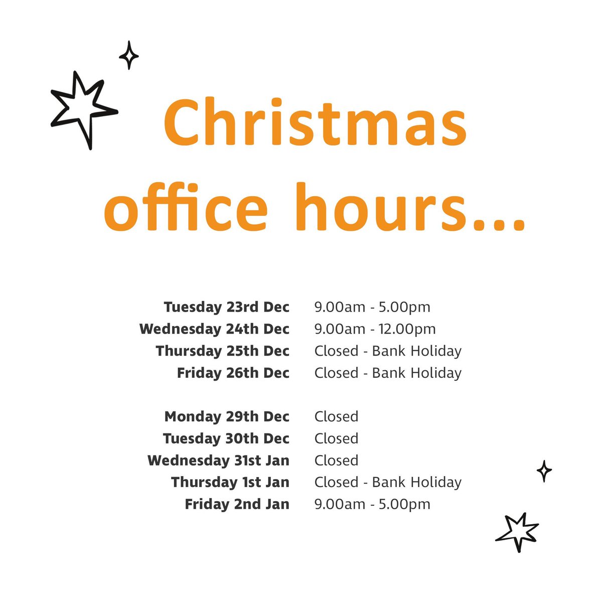 We'll be working hard until noon on Christmas Eve, returning on 2nd January in the new year.
We’re here to support you when you need us 🧡 

Based in Lincoln and London, working with businesses nationwide.
Get in touch if you need friendly, expert HR support. 

#HR #HelpfulHR