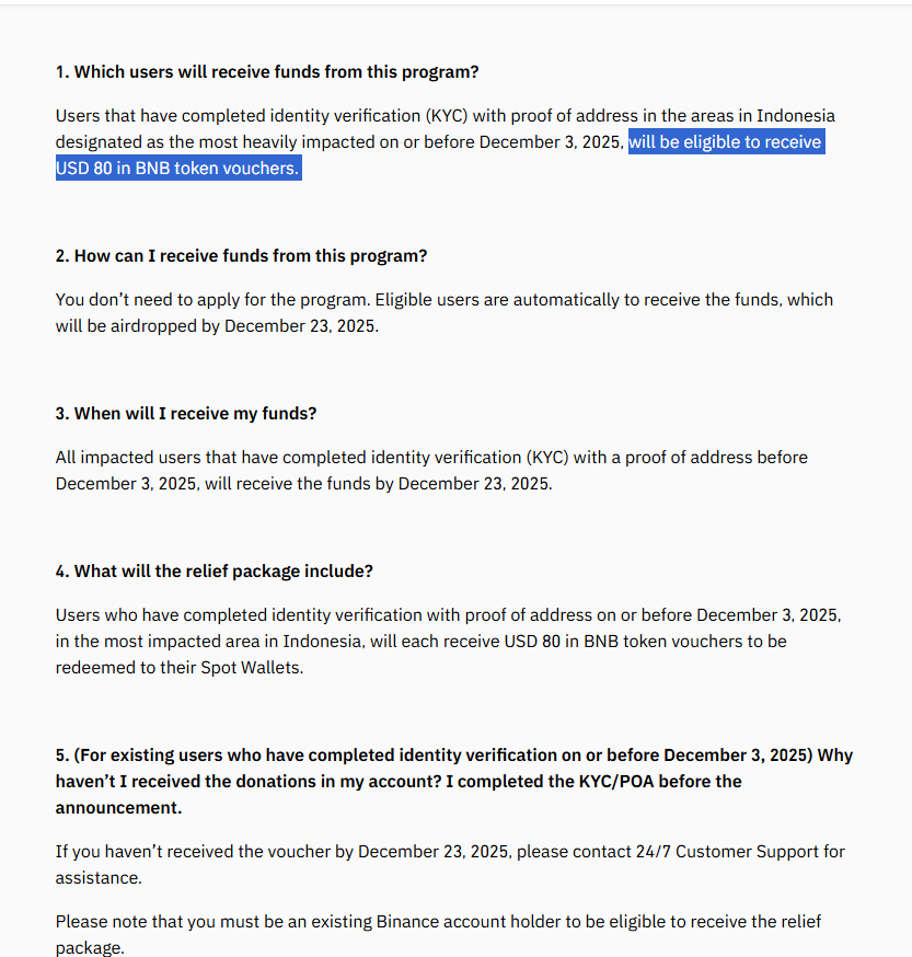 Meanwhile, <a href="/binance/">Binance</a> is actually helping people in Indonesia affected by flooding with $80 in BNB vouchers.

Way better than the government’s slow response.

Respect to Binance.

binance.charity/posts/140