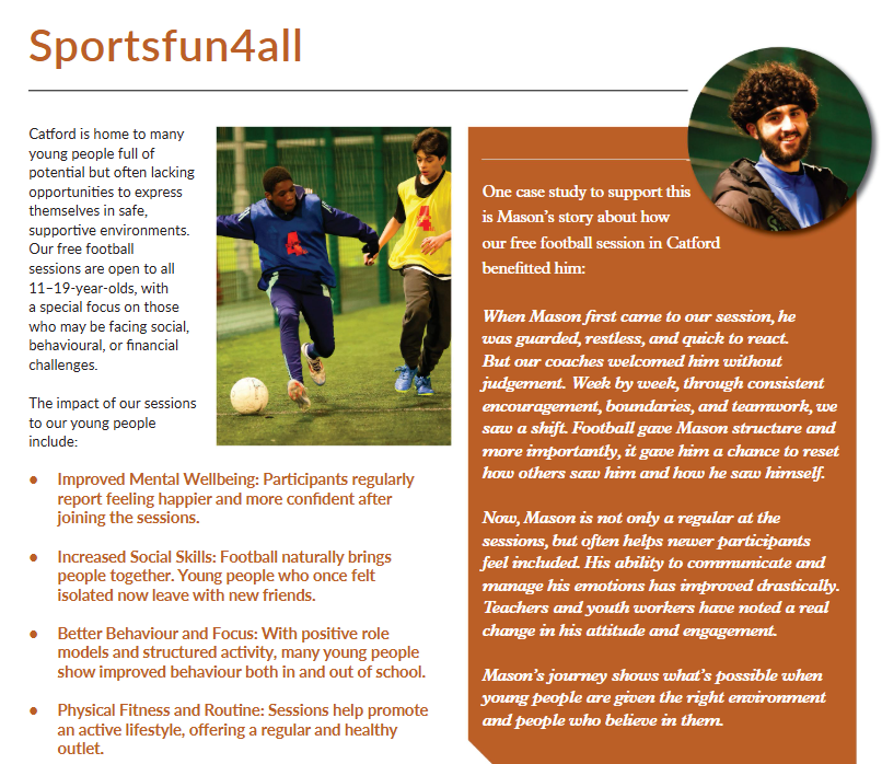 Sports_Fun4All's tweet photo. In the coming weeks, I'll be sharing the 2025 Impact Reports for each of Sports Fun 4 All's 13 venues.

First up is our Catford Session at @SDCEnterprises. This venue holds a special place in my heart, as it's where I grew up playing football back when it was known as 'Pitz' https://t.co/siCD64nv2b