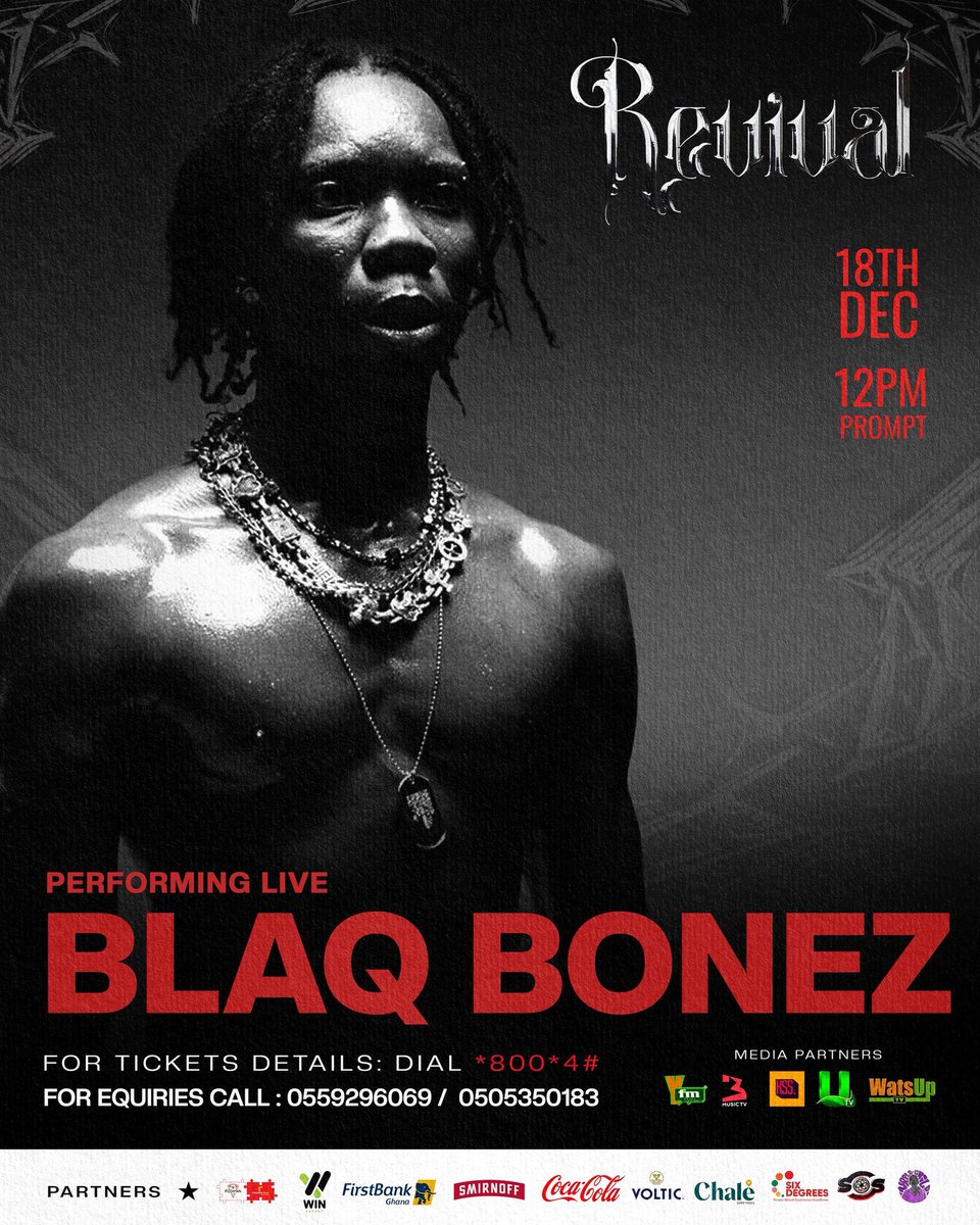 This is the sign you’ve been waiting for 👀🔥
Get your tickets and experience Blaqbonez x Kweku Smoke live!👇👇
chaleapp.com/eventcheck/rev…
#BlaqBonezRevival