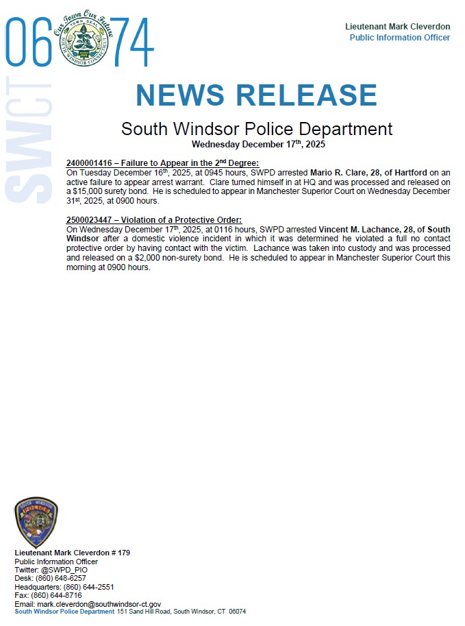 SWPD_PIO's tweet image. Good morning #SW06074.  

Attached is the news release for Wednesday, December 17th, 2025.
