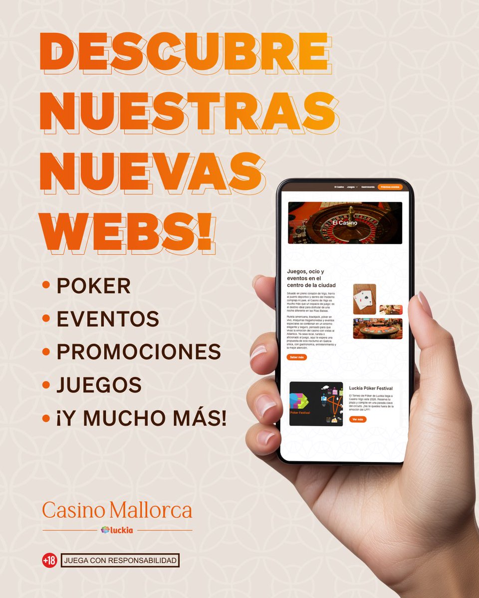 🎉 ¡Ya están operativas las nuevas webs de nuestros casinos!

Descubre la nueva web de Casino Mallorca y disfruta de todos los servicios que te ofrece, ahora más fácil y accesible que nunca. ✨

👉¡Visítanos y descúbrela! casinodemallorca.com

#casinokursaal #nuevaweb