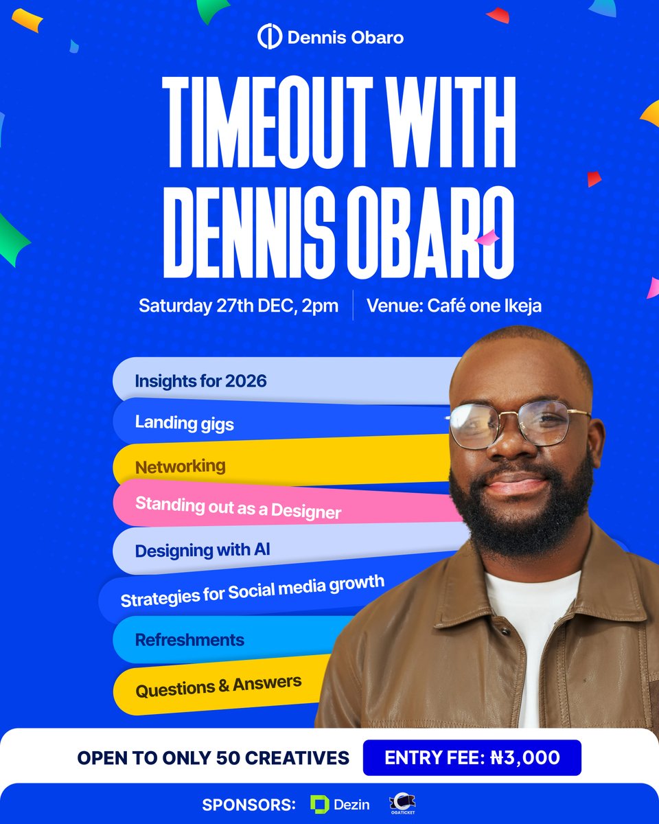 It’s officially happening, my very first physical event, happening live at Café One, Ikeja, Lagos.

This isn’t just another event. It’s a space for clarity, growth, and direction. What will be shared here has the potential to shape lives, and if applied, 2026 can be significantly