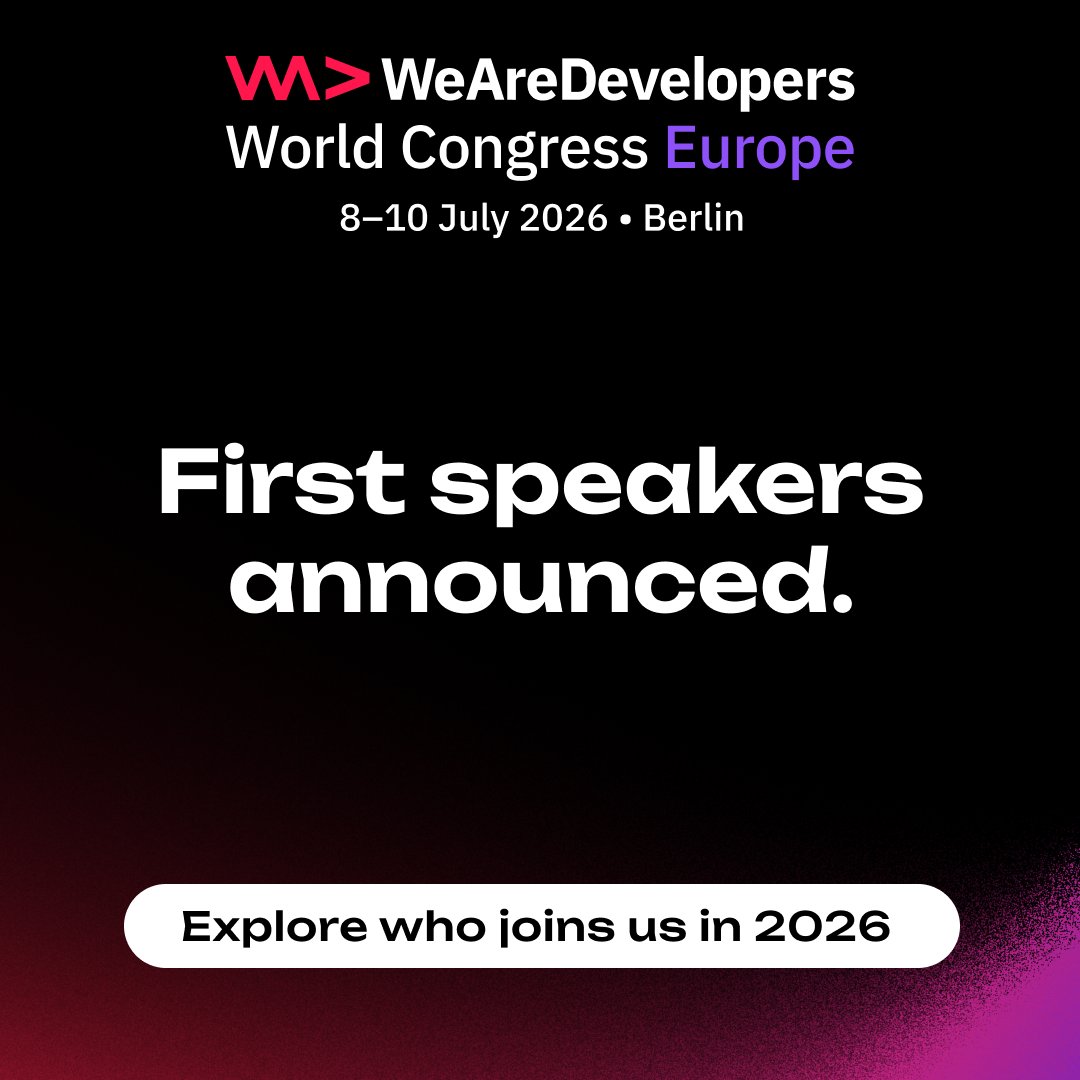WeAreDevs's tweet image. First speakers announced for WeAreDevelopers World Congress Europe 2026!

Builders, leaders, and innovators shaping the future of software, AI, and digital innovation.

Explore the line-up at worldcongress.dev and secure your spot now.

#WeAreDevs #WWC26Europe #Speakers
