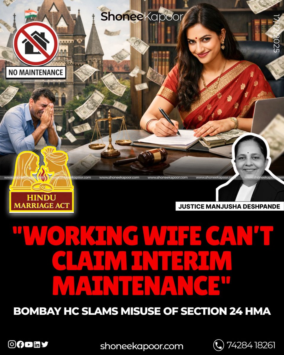 The Bombay High Court has made it clear that marriage is not a lifelong ATM contract for men.

A working, financially independent wife cannot claim interim maintenance without proving real need.

This judgment reinforces a simple truth men have been saying for years: maintenance