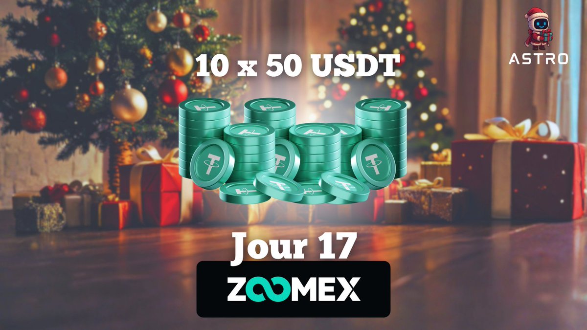 CALENDRIER DE L’AVENT [17/24] 🎉

MEGA #GIVEAWAY : 10 GAGNANTS, 10 FOIS PLUS DE CHANCES ! 

Aujourd'hui, on casse la tirelire ! 
<a href="/ZoomexFR/">Zoomex Francophone</a> offre 50 USDT à 10 PERSONNES de la communauté.

👉 Pour participer : 
🔹 Follow <a href="/ZoomexFR/">Zoomex Francophone</a> &amp; <a href="/Astro_Crypto_/">Astro🚀</a> 
🔹 Like + RT 
🔹 Tague un ami