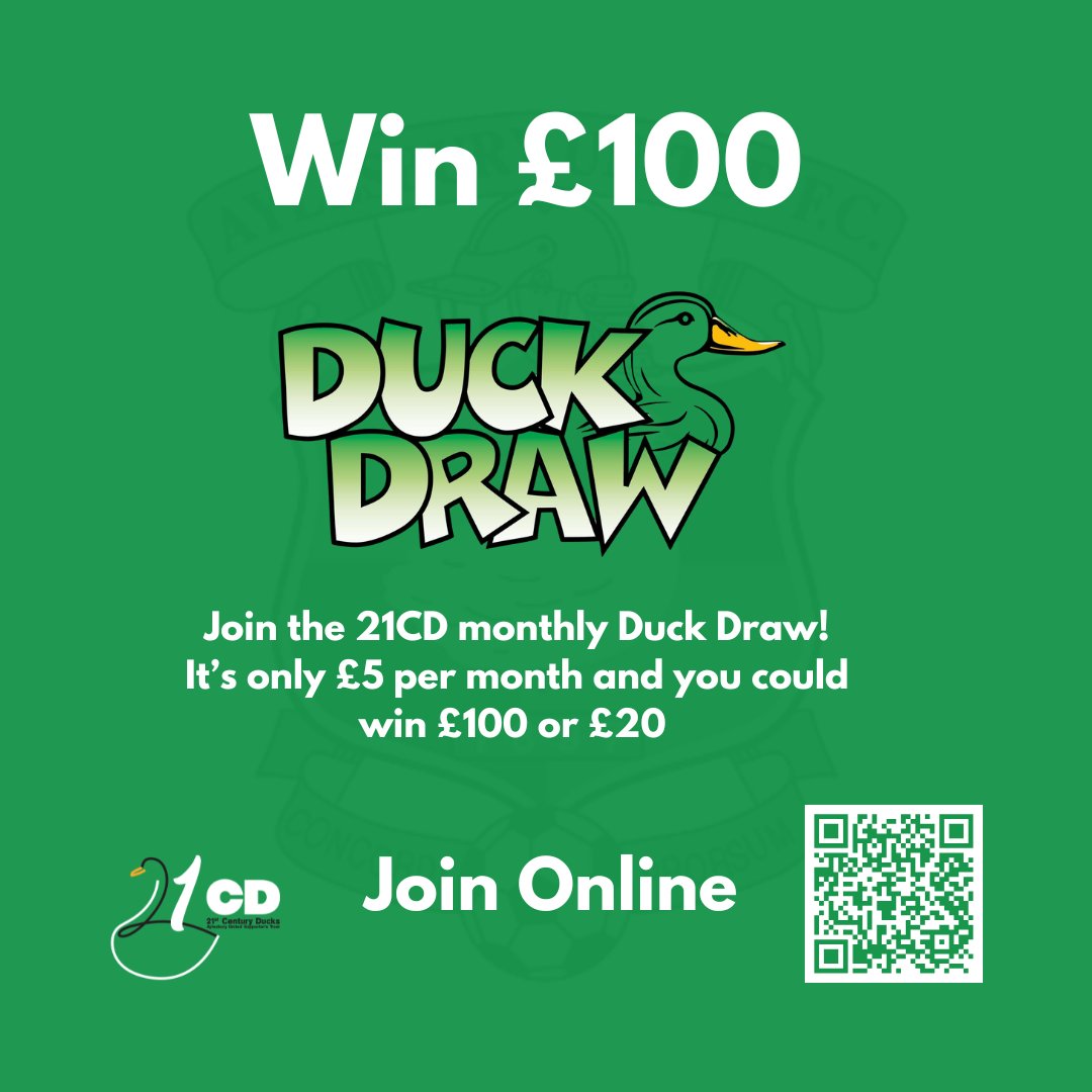 This month's Duck Draw will occur this Saturday, it's your chance to win £100 and there's still time to sign up!

Are you ready to take your shot? Join the Duck Draw and win big! #DuckDraw #NonLeague