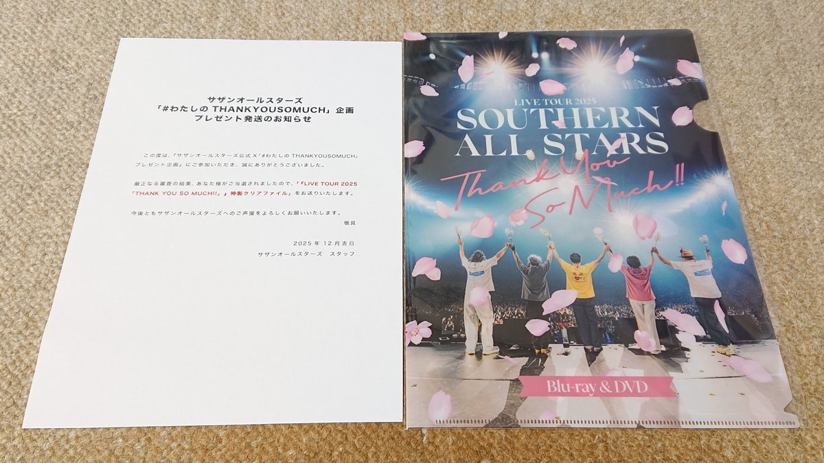 サザンオールスターズ A4クリアファイル クリアファイルが届きました🎵✨ 素敵なプレゼントをありがとうござい