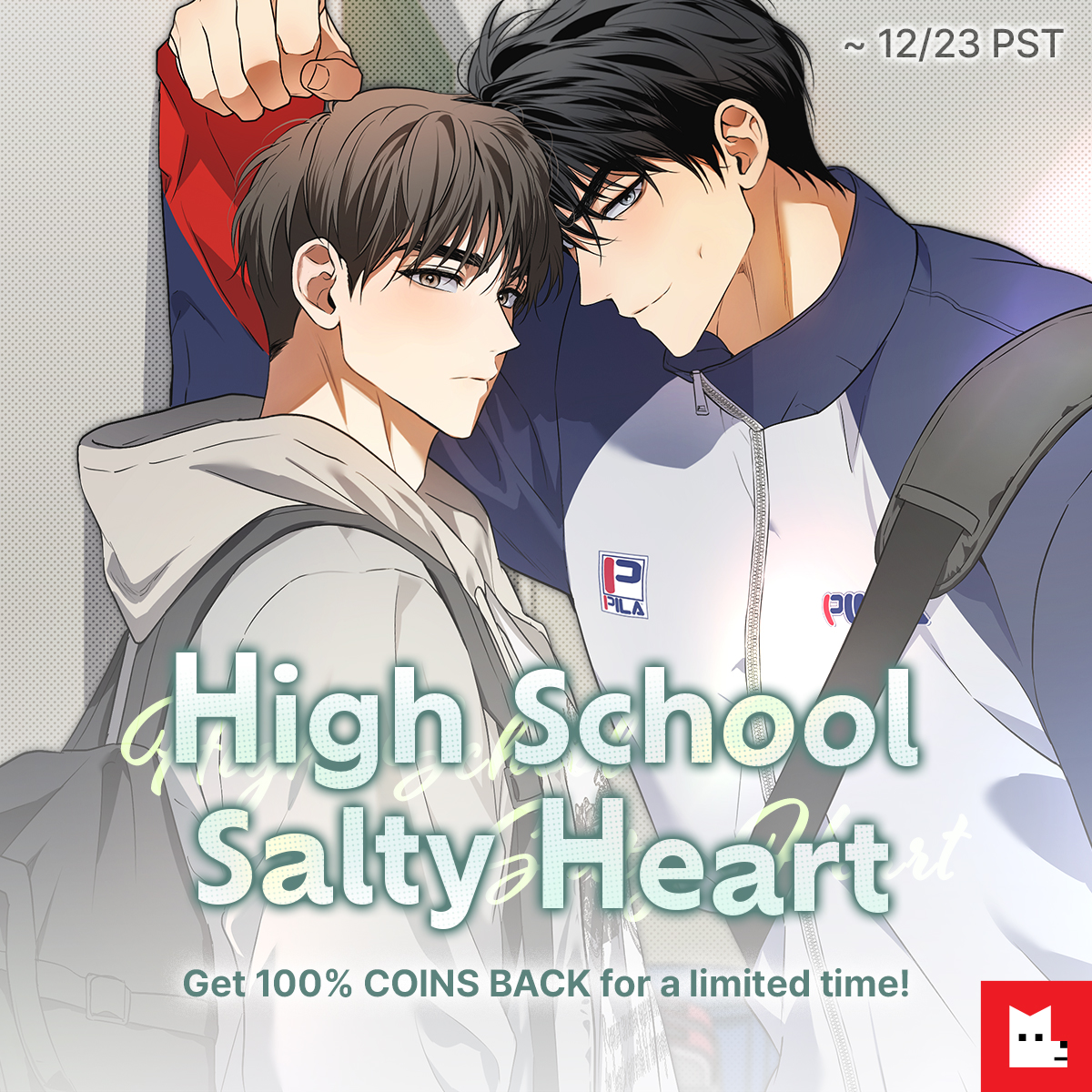 🎉𝙃𝙞𝙜𝙝 𝙎𝙘𝙝𝙤𝙤𝙡 𝙎𝙖𝙡𝙩𝙮 𝙃𝙚𝙖𝙧𝙩 𝙇𝙖𝙪𝙣𝙘𝙝 𝙀𝙫𝙚𝙣𝙩🎉
Back on campus and back in his bed!💞
Get 𝟭𝟬𝟬% 𝗖𝗢𝗜𝗡𝗦 𝗕𝗔𝗖𝗞 for a limited time!

⏰~ 𝟭𝟮/𝟮𝟯 𝗣𝗦𝗧
🖤𝗥𝗲𝗮𝗱 𝗡𝗼𝘄!👉tinyurl.com/2jt8tb6k

#HighSchoolSaltyHeart #LaunchEvent #LezhinUS