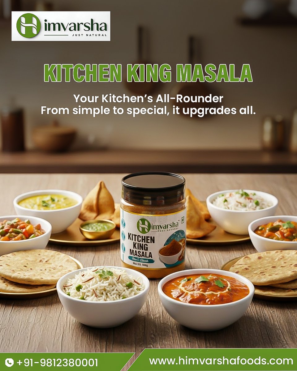 himvarshafoods's tweet image. From everyday meals to special daawat vibes👑✨One jar. Endless possibilities. Himvarsha Kitchen King Masala—your kitchen’s true all-rounder🌿🍛Because great taste begins with the right masala.
Just Natural.Just Himvarsha💚 

himvarshafoods.com

#KitchenKingMasala #Himvarsha
