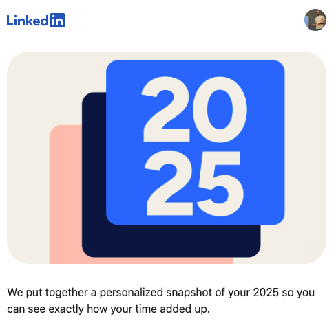 heychristoph's tweet photo. You know that the "Year in Review" trend went to far when LinkedIn is offering you one. https://t.co/7AEEUl7yn5