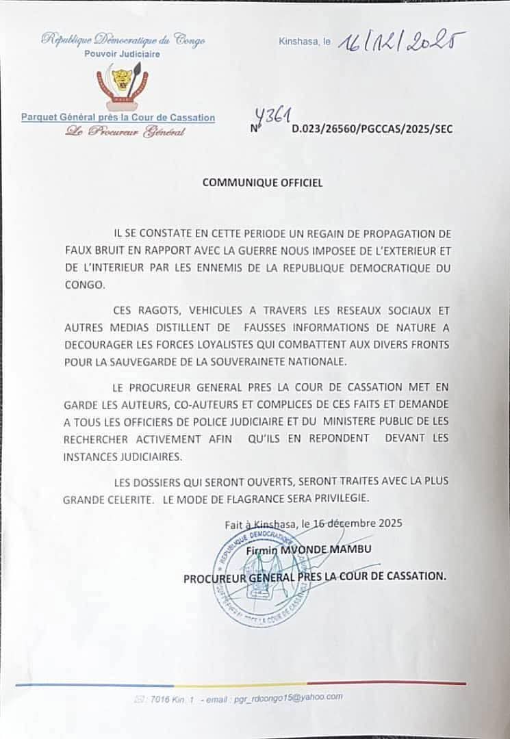 leGlobecd's tweet photo. 🔵RDC : le Procureur général lance une enquête contre la diffusion de fausses informations sur la guerre dans l’Est
https://t.co/rRIDvjbaG6 https://t.co/xpvqNk3Spl