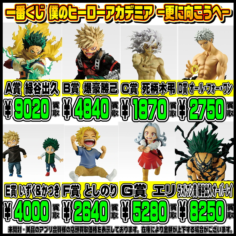 新作一番くじ買取リスト更新しました！ ヒロアカ・ワンピース ジョジョ