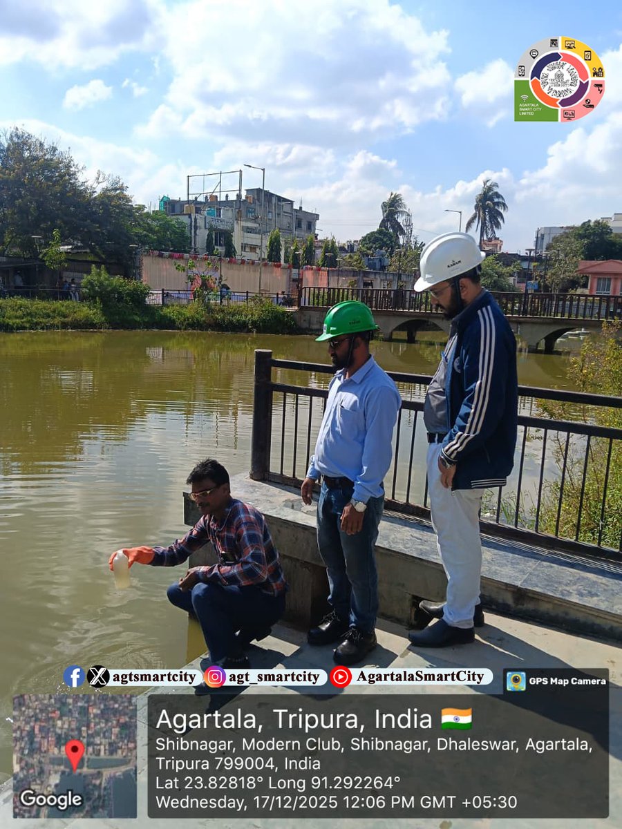 agtsmartcity's tweet image. O&amp;amp;M in action at MBB College Lake. 🌊
Our on-site team is conducting essential groundwater and air quality monitoring—ensuring a healthier, more sustainable foundation for Smart Agartala. 💧🌿
#agartalasmartcity #ADB #CleanFuture
