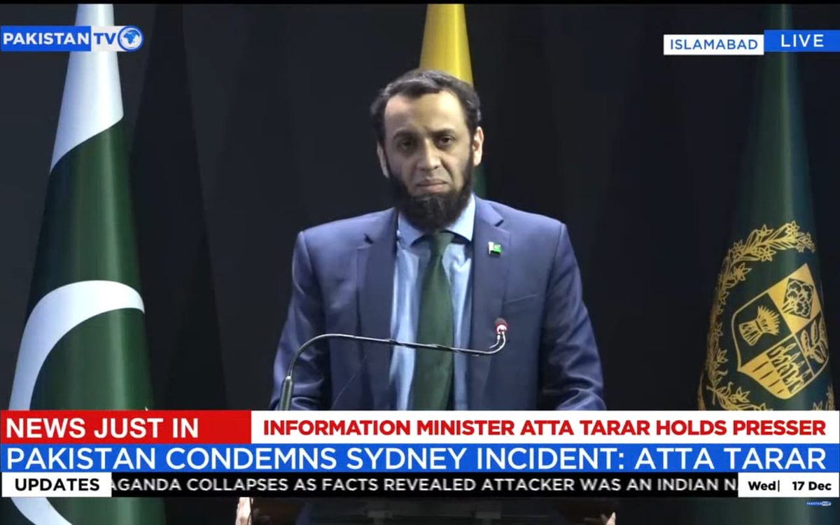 PakTVGlobal's tweet image. Information Minister Tarar says India is supporting terrorism in Pakistan

@TararAttaullah
@MoIB_Official
#SydneyAttack #bondiattack #misinformation #indiapropaganda #Pakistan #PakistanTV #PakistanTVGlobal