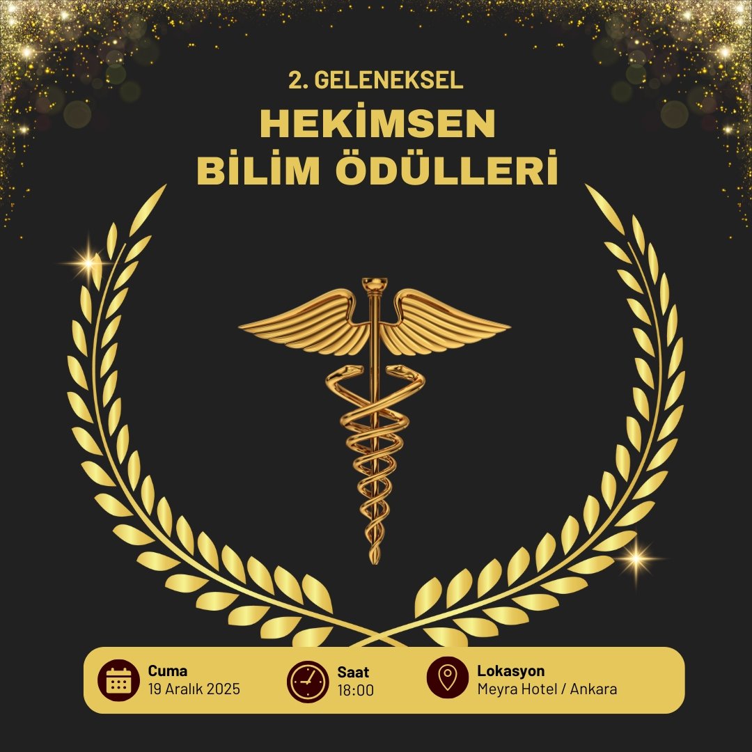 HEKİMSEN’DEN SAĞLIK ALANINDA ANLAMLI ÖDÜL TÖRENİ
HEKİMSEN, sağlık alanında özveriyle görev yapan, mesleki sorumluluğunu yüksek bir bilinçle yerine getiren ve toplum sağlığına katkı sunan hekimleri onurlandırmak amacıyla 19 Aralık Cuma akşamı saat 18:00 de Ankara Meyra Hotelde