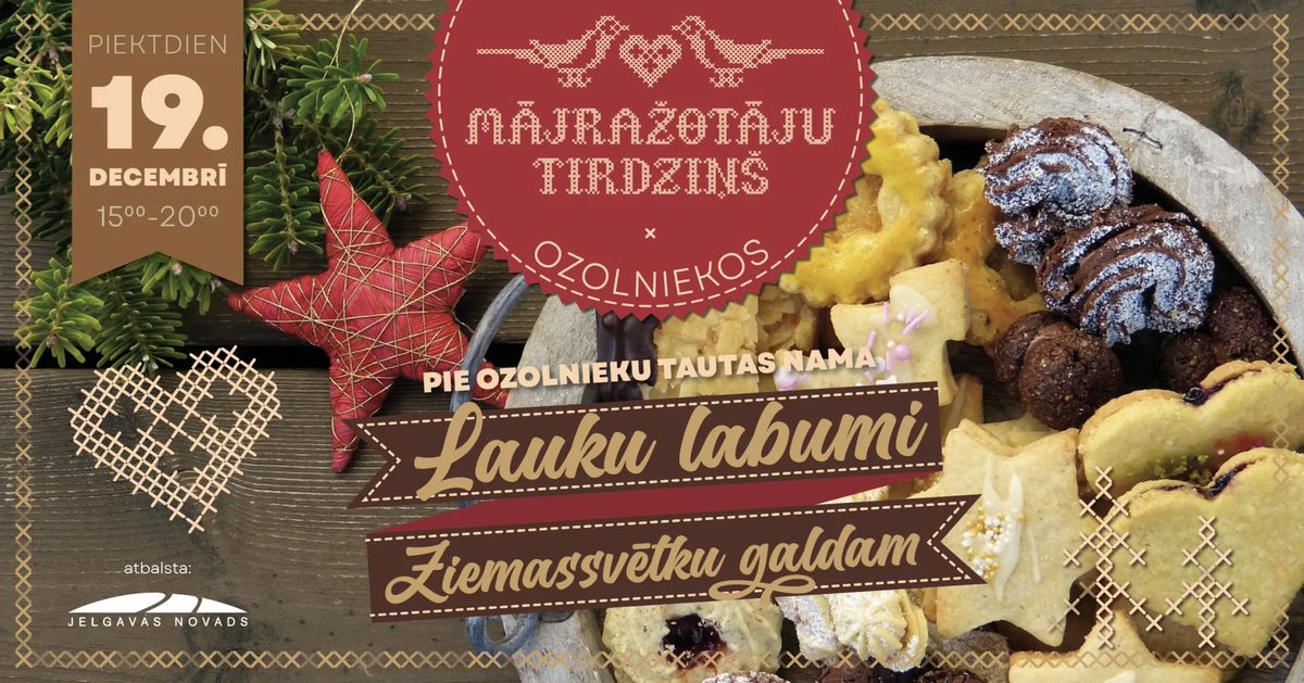 Mājražotāju tirdziņš Ozolniekos
Iepērcies šonedēļ!
#19decembris #20decembris #21decembris
#decembratirdzini #ziemastirdzini #svetki
