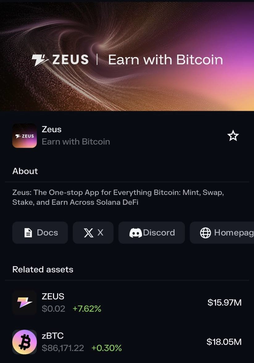 JUST IN: You can now find the Zeus app in the Discover section under  Ecosystem on @solflare ⛈ 💛 Start growing your $BTC with the #1 Solana  wallet today!