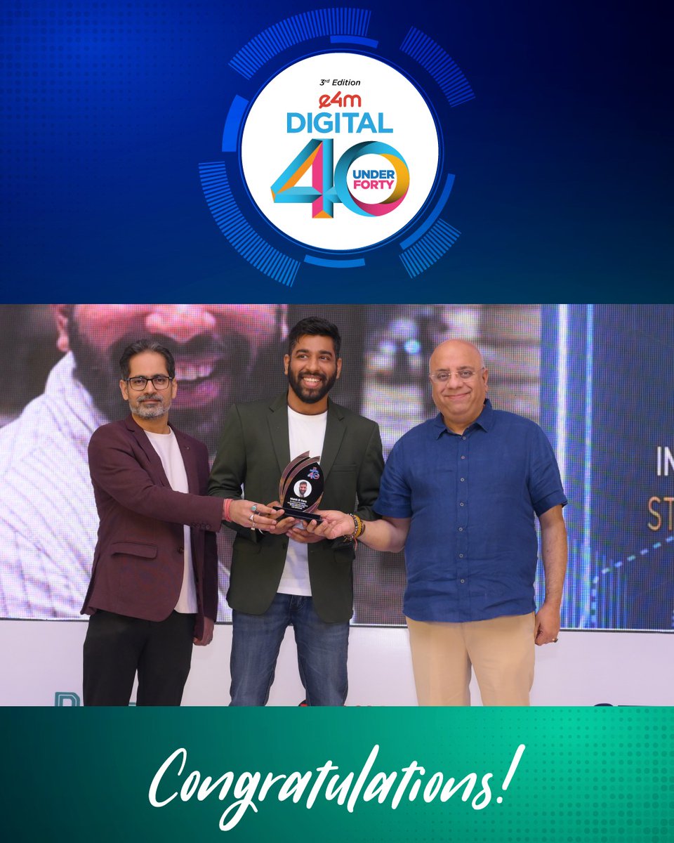 e4mevents's tweet image. Big wins for big thinkers!
Congratulations to @i_EnVy , Ex-Head of Marketing | Integrated Network Solutions, @JioStar recognized among the #e4mDigital40Under40 - your leadership is inspiring a new digital era.

#e4mAwards #DigitalLeadership #40Under40 #FutureOfDigital #e4mLive