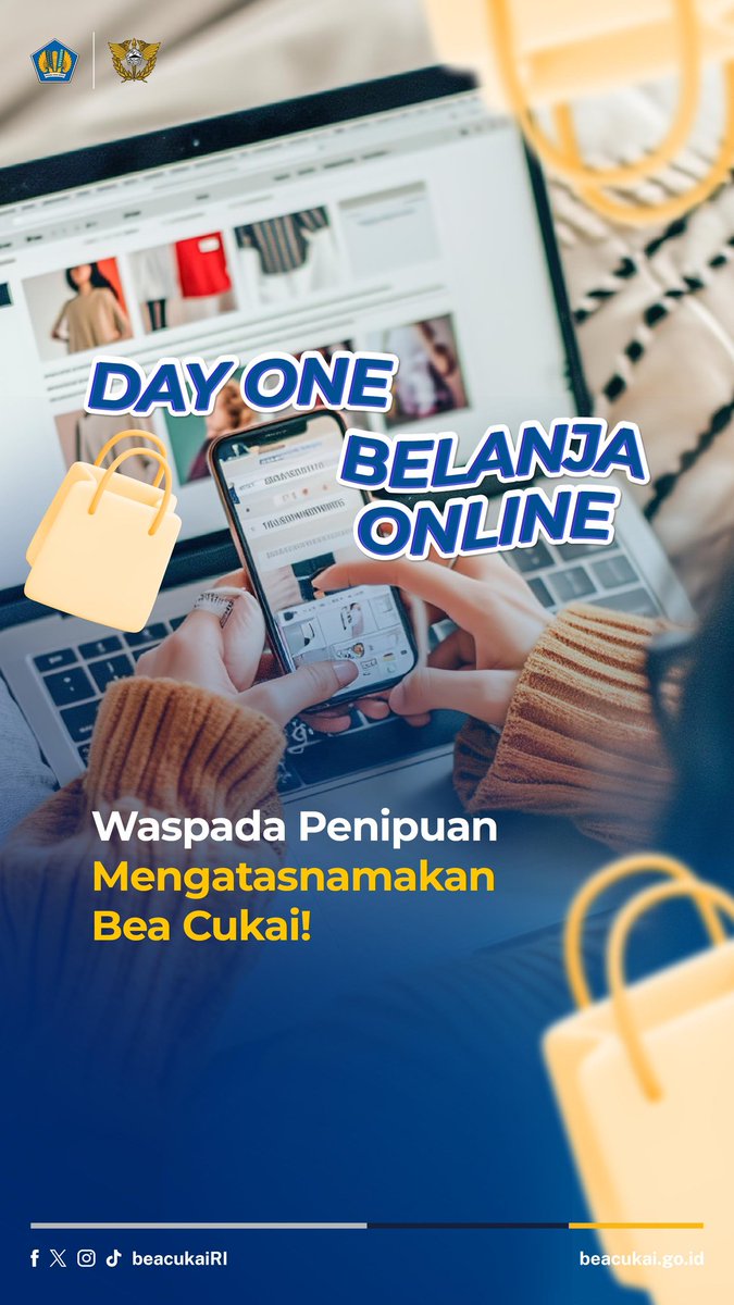 beacukaiRI's tweet photo. Sahabat BC, hati-hati saat belanja online, terutama di luar platform e-commerce resmi.

Yuk simak penjelasan dari Toms agar kamu lebih waspada.

Jika kamu mengalami indikasi penipuan mengatasnamakan Bea Cukai, ingat untuk ambil jeda, cek kebenarannya, dan segera laporkan ke
https://t.co/DjzjgpU2A0

#StopCekLapor #BeaCukaiMakinBaik