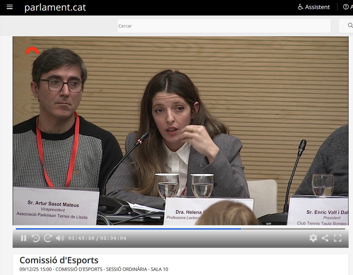 GIrblleida's tweet image. La Dra. @Helenaferlago  ha presentat al Parlament de Catalunya els resultats del projecte sobre tennis taula com a teràpia complementària en Parkinson.

Cal garantir recursos i professionals perquè l’exercici s’iniciï amb seguretat des del diagnòstic.

#ParkinsonResearch