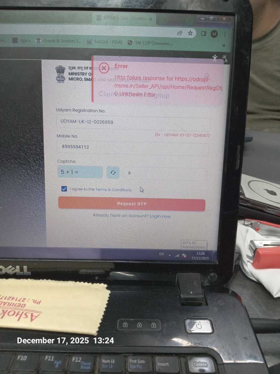 M_K_Arora's tweet photo. @minmsme Dear Sir,
ODR portal is showing this error. Kindly help. Best Regards https://t.co/UBw4Q04A4o