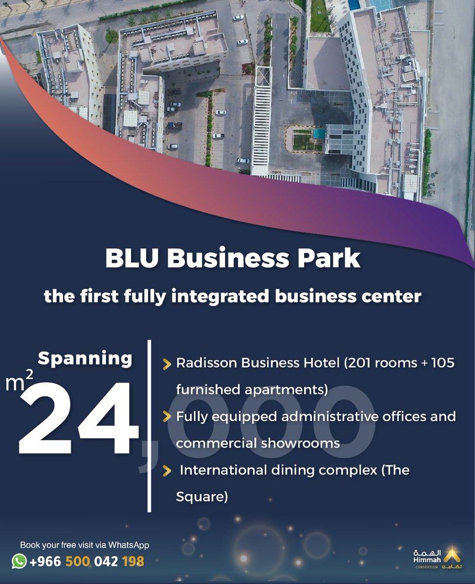 BLU Consortium 🏢✨   Dammam’s first fully integrated business center, spanning 24,000 sqm 📍 Radisson Business Hotel 🏨 • Executive Offices 💼 • The Square Dining Hub 🍴 📲 Book your free visit: +966 500 042 198
#BLUBusinessComplex #BusinessHub #SaudiBusiness #SmartInvestment