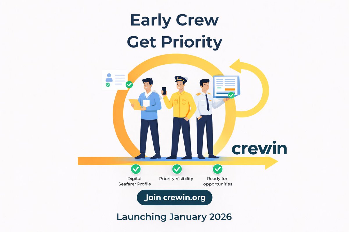 crewinofficial's tweet photo. Early seafarers get priority ⚓
Join Crewin early and be ready when opportunities open.
🚀 January 2026
🌍 https://t.co/YHoU59cgy3
#Seafarers #MaritimeJobs #Crewin #Shipping https://t.co/JWYcmMOoog